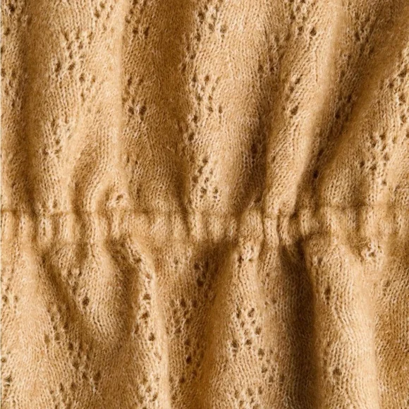 NEW H&M Pointelle-Knit Peplum Top Beige Size Medium - Picture 7 of 11